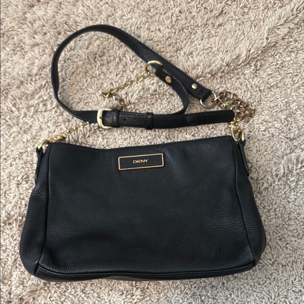 DKNY Black Leather Shoulder Bag